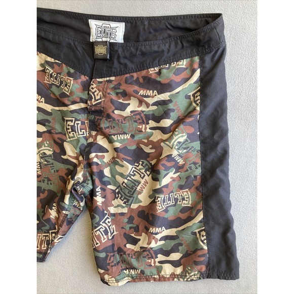 MMA Elite Black Camo Shorts Sz 2XL XXL Hook and Loop Drawstring Boxing Fighting - Picture 3 of 13